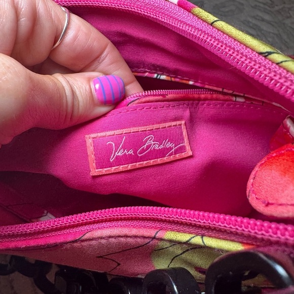 Vera Bradley EdithFloral Rose Pink Red Hobo Chain handle purse - Picture 5 of 10